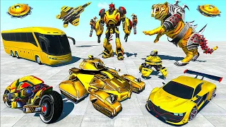 Flying Tiger Robot Car Motorcycle Transform: Blue Robot Games 2022 - Android iOS Gameplay