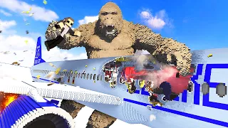 King Kong Causes a Plane CRASH - Teardown Mods Gameplay