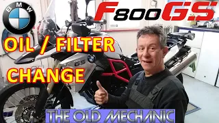 BMW F800GS OIL + OILFILTER CHANGE. The RIGHT way ! Done by: The Old Mechanic