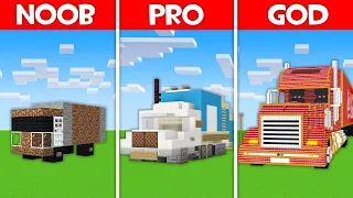 Minecraft Battle: TRUCK HOUSE BUILD CHALLENGE - NOOB vs PRO vs HACKER vs GOD in Minecraft!
