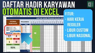 Membuat Daftar Hadir Bulanan Full Otomatis di Excel dengan Sistem Hari Kerja Reguler - Free Download