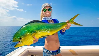 Deep Sea DOLPHIN- Catch Clean Cook! (Mahi Mahi, Dorado) Stuart Florida Fishing!