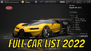 Gran Turismo 7 - Full Car List (All Cars) #GT7 #GTACARLIST