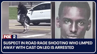 Suspect in road rage shooting who limped away with cast on leg is arrested