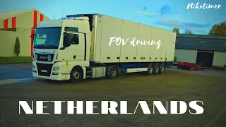 Pov Netherlands autumn driving by truck