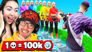 1 Elimination = 100,000 V-Bucks With My Girlfriend! (Fortnite)