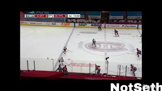 Alexander Romanov lays a huge open ice hit!