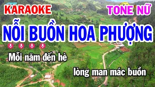 Karaoke Nỗi Buồn Hoa Phượng | Nhạc Sống Tone Nữ ( Mi Thứ ) Karaoke Tuấn Cò