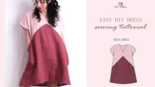 Easy DIY Color Block Dress Tutorial + Sewing Patterns [Beginner Sewing] - PINS N PATTERNS