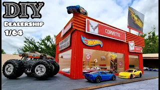 DIY 1/64 scale car dealership diorama display Hot Wheels garage