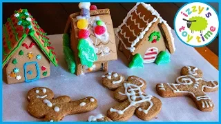 GINGERBREAD HOUSES AND NINJAS! Learning and DIY Crafts with Izzy's Toy Time! FAMILY FUN