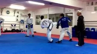 Master  Vasilis Alexandris teaching ITF Taekwon-do advanced sparring class.