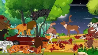 Big Cats vs Tigon vs Liger vs Grizzly Bear vs Hunters vs Deer vs Wolf Pack vs Hyena - DC2 Animation