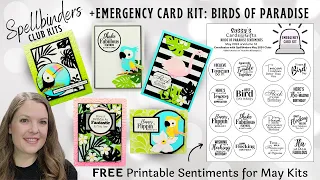 FREE PRINTABLE Birds of Paradise Sentiments for Spellbinders May 2024 Club Kits ECK 33