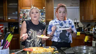 Candice LeRae and Tegan Nox make buffalo chicken mac & cheese: Superstar Home Cooking