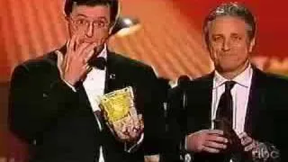 Stephen Colbert and Jon Stewart and Prunes at 2008 Emmys