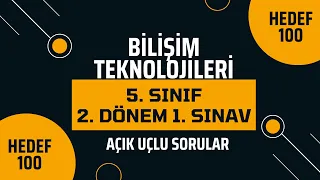 Bilişim Teknolojileri 5. sınıf 2. Dönem 1. Sınav - Açık uçlu sorular