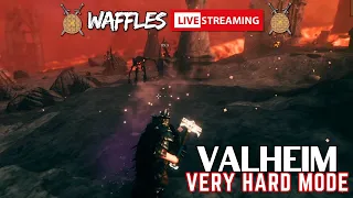 Ashlands Struggles + Some Training | Valheim VERY HARD Livestream #29