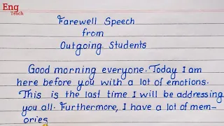 Farewell Speech from outgoing students | farewell speech in English | speech writing | Eng Teach