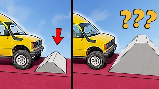 Vehicles passing Increasing Trapezoidal Bumps in BeamNG.drive