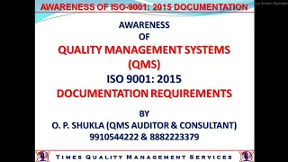 ISO-9001:2015 DOCUMENTATION REQUIREMENTS || TQM SERVICES ||