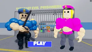 WHAT IF I PLAYING as MUSCLE POLICE WOMAN? 💪 MUSCLE BARRY'S PRISON RUN (Obby) Full Game #roblox