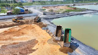 EP940,Best Activities By Wheel Loader And DumpTruck SHACMAN Transport Sand Filling Lake