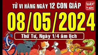 Tử vi ngày mới, Thứ Tư (08-05-2024) của 12 con giáp, chuẩn xác nhất (Bản Full )