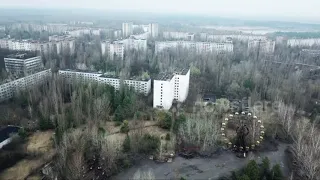 Drone footage captures Ukrainian ghost town in Chernobyl exclusion zone