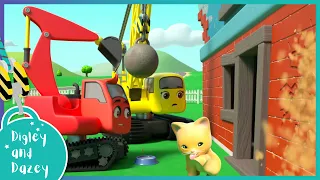 🚧Earth Day - Baby Kitten Rescue 🚜 | Digley and Dazey | Animal Rescue! | Kids Construction Cartoons