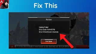 How to fix "Error code 154140716 Unknown Anomaly" error on apex legends mobile (Android/IOS)