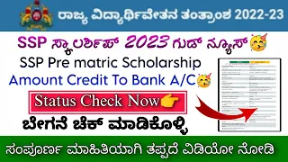 SSP Pre Matric Scholarship Amount Sanctioned 2023 In Kannada | SSP Latest Update