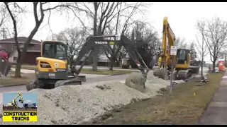Crew Replacing Storm Water Pipes | My Son Drives An Excavator For The First Time!
