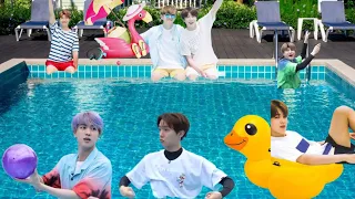 BTS in the swimming pool // BTS playing volleyball in pool// BTS Hindi dubbing// Run BTS ep no 83