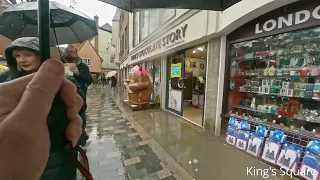 YORK UK WALK IN THE RAIN - 4K Rainy Day Walk - York Virtual Walking Tour