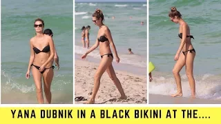 Yana Dubnik in a Black Bikini at the Beach in Miami Beach 2017