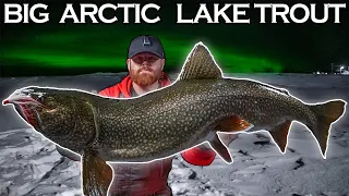 Ice Fishing the Arctic [BIG Lake Trout - BIG Blizzards - BIG Northern Lights]