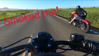 Raced my Harley-Davidson iron 883 vs 883 w/exhaust.. worth spending the extra $$? Speed test!