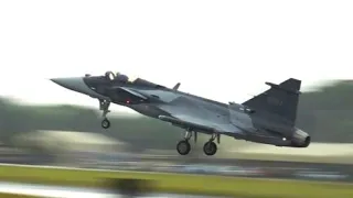 Saab Gripen Tears Up the Skies during heavy rain RIAT 2023