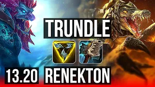 TRUNDLE vs RENEKTON (TOP) | 7 solo kills, 7/1/0, Godlike | KR Master | 13.20