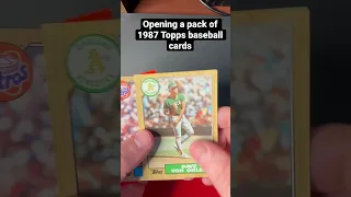 Opening a pack of 1987 Topps baseball cards