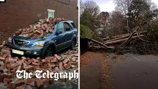 Storm Arwen: UK battered by winds of almost 100mph