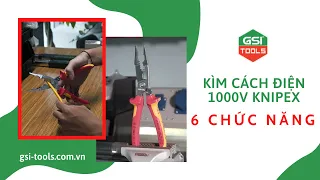 KÌM CÁCH ĐIỆN VDE 1000V KNIPEX 6 IN 1: CẮT CÁP - TUỐT DÂY - KẸP VẬT LIỆU - LUỒN DÂY - LOE LỖ