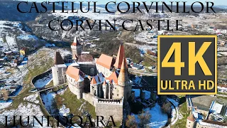 Castelul Corvinilor, Hunedoara. Filmare cu drona. Corvin Castle, Hunedoara, Romania. Drone footage.