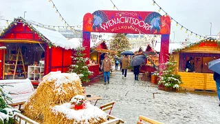 Most Beautiful Christmas Market in Zurich , Switzerland _ Wienachtsdorf🇨🇭Walking in Snowfall !