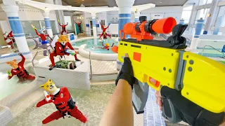 Nerf War | Water Park & SPA Battle 21 (Nerf First Person Shooter)