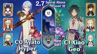 NEW 2.7 Spiral Abyss! C0 Ayato Hyper Carry & C1 Xiao Geo Vermillion Set Floor 12 9 Star First Clear