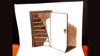 The Door Illusion - Magic Perspective with Pencil - 3D Art Drawing #trickart  #howtodraw #3dart