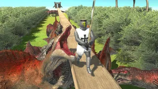 🔥Run Away from Hungry Dinosaurs on a Small Bridge - Animal Revolt Battle Simulator