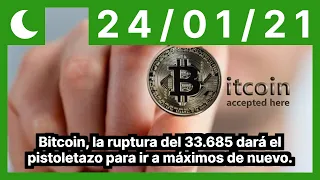 Bitcoin, la ruptura del 33.685 dará el pistoletazo para ir a máximos de nuevo.